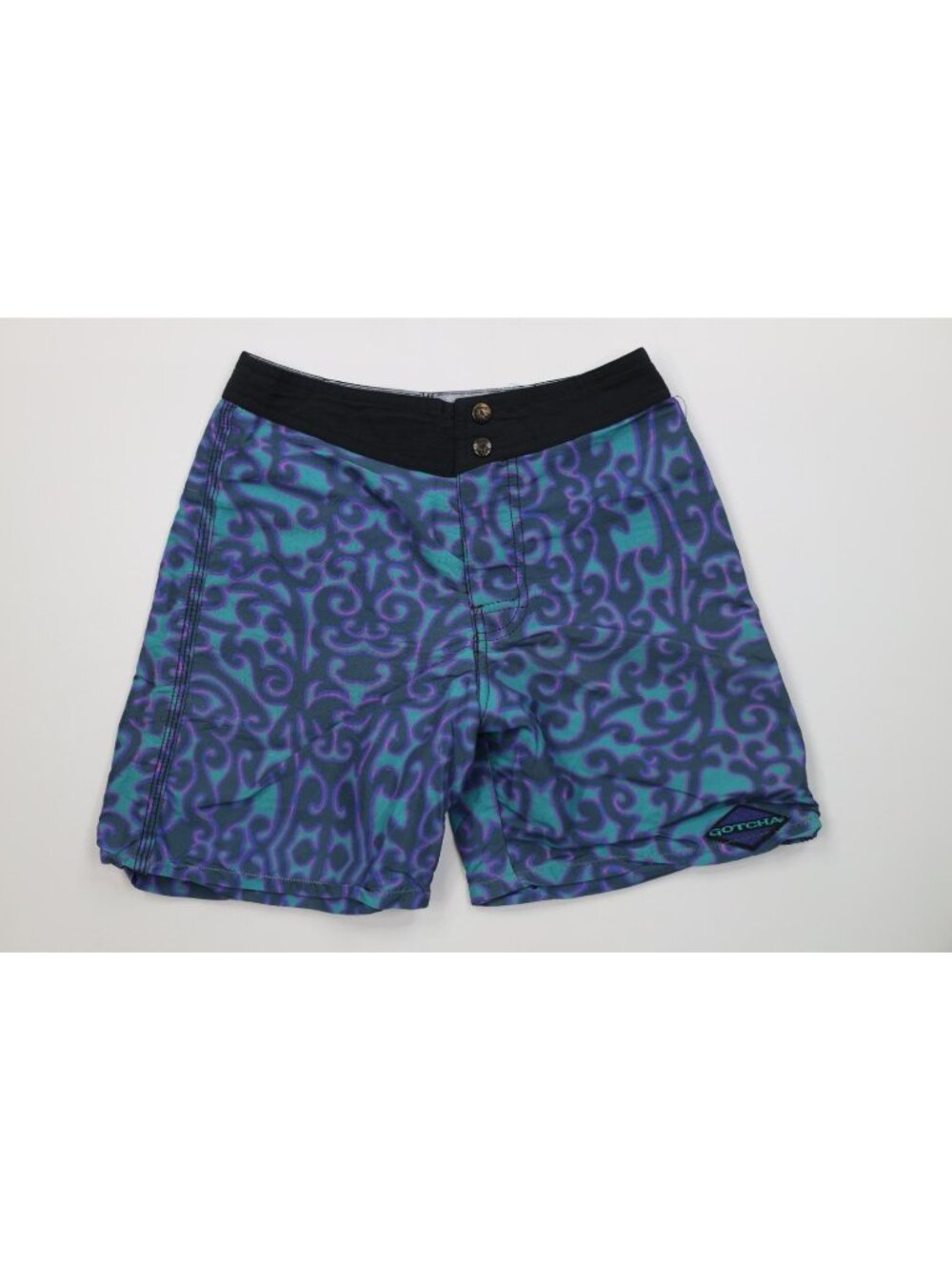 Vintage 90s Gotcha Surfing Boys 24 Faded Abstract Board Shorts Swim Trunks USA